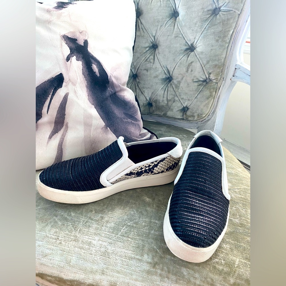 Vince. l Perforated Blair Leather and Snakeskin Sneaker
